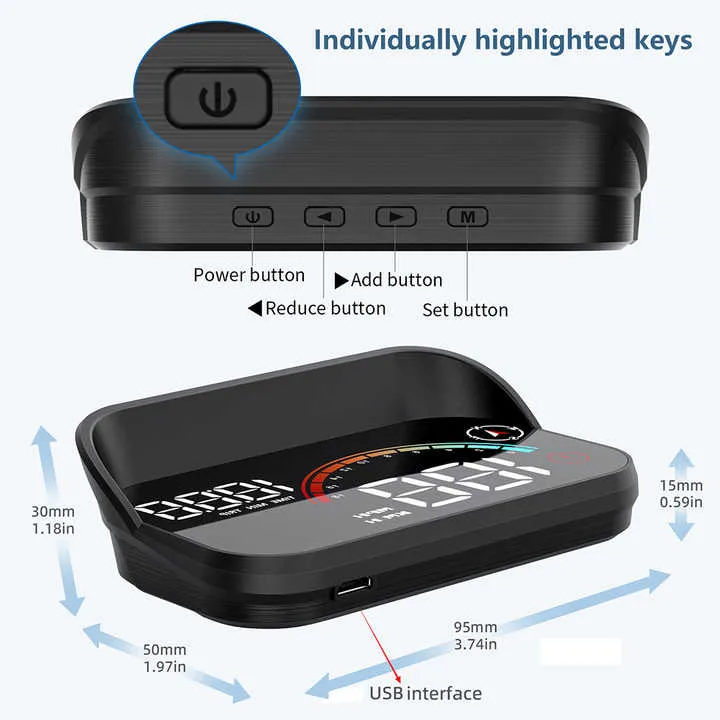 شاشة عرض أمامية للسيارة M22 مزودة بمقياس . M22 Car Head-Up Display with Digital GPS Speedometer