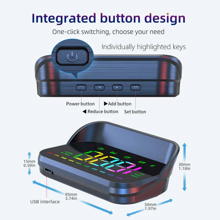 شاشة عرض على رأس عداد السرعة M23 gps . M23 GPS HUD Head Up Display Speedometer Car Speed