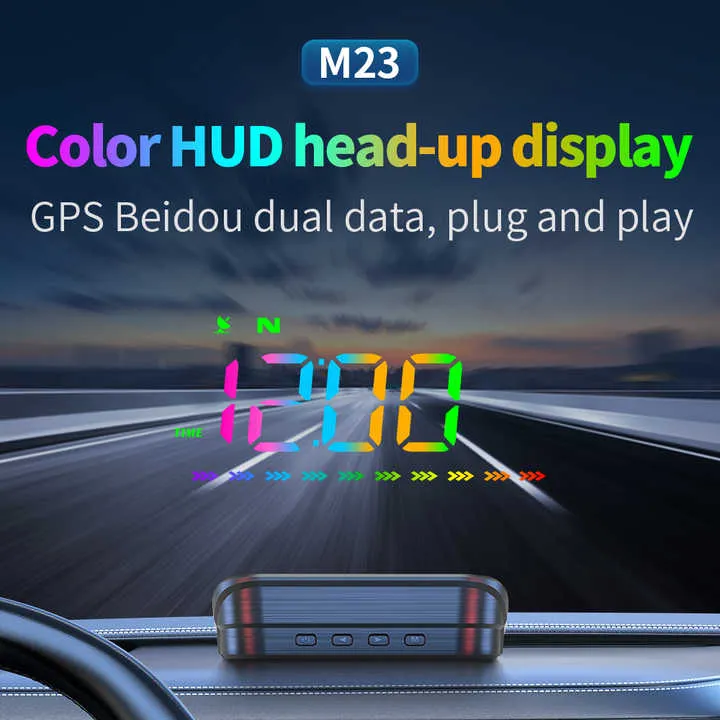 شاشة عرض على رأس عداد السرعة M23 gps . M23 GPS HUD Head Up Display Speedometer Car Speed
