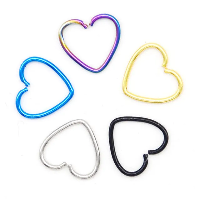 10 pcs Ear Nail Bone Heart Star Earring Piercing helix ear stud tragus Ear Piercing Black Silver Gold Cartilage Ring For Women