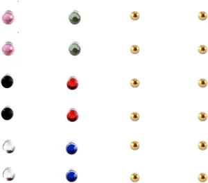 12pcs Crystal Nose Lip Ring Set Fake Ear Stud Earrings Clip on Cubic Zirconia Tragus Stainless Steel for Women Men Multicolor Non Piercing Body Jewelry