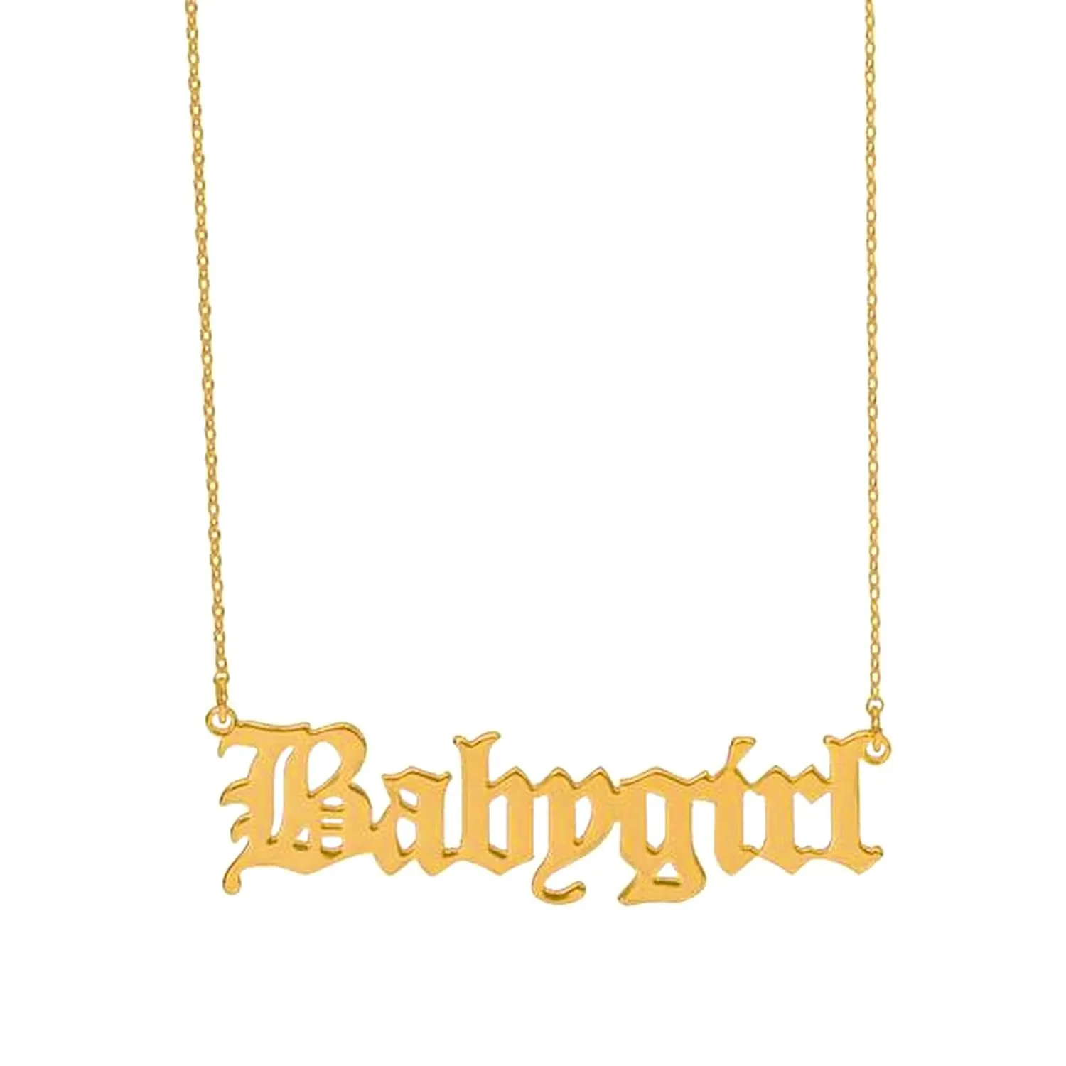 14k Gold Old English Font Name Necklace - Personalized Custom Name Jewelry - Choose Plain, Zirconium, or Diamond - Ideal for Memorable Gifts (Diamond)