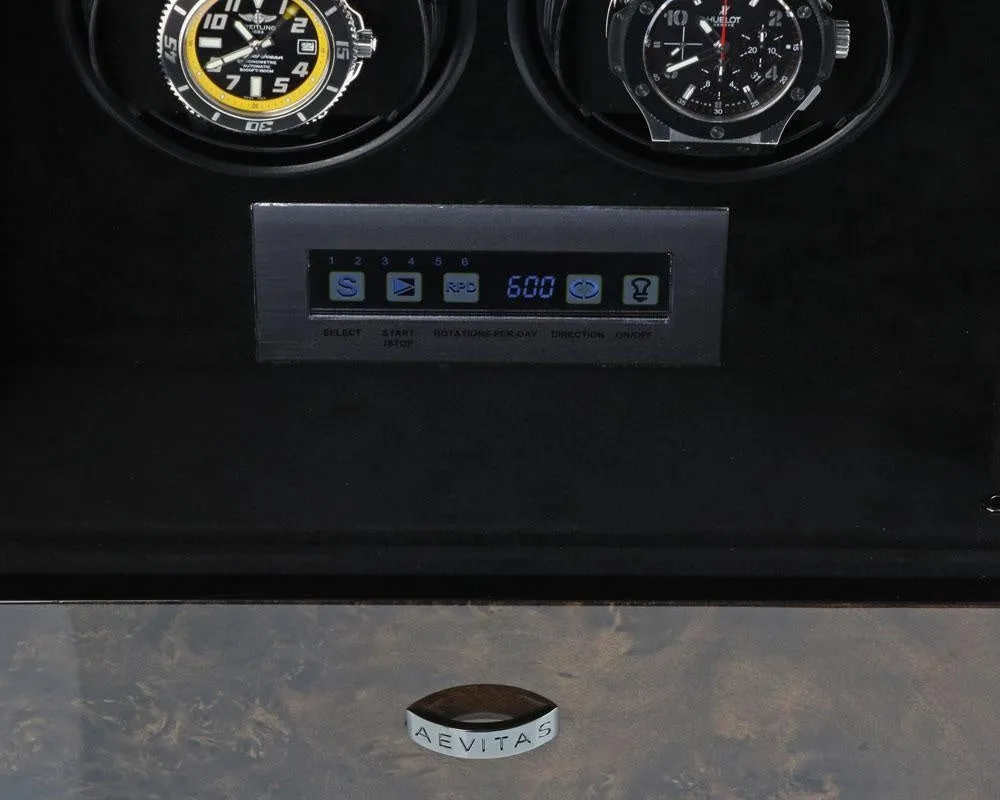 6 Watch Winder in Dark Burl Wood Finish the Tower Series by Aevitas