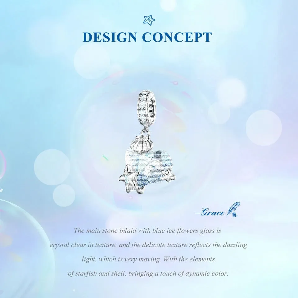 925 Sterling Silver Heart Shape Crystal Pendant Necklace Sea Star Neck Chain for Women Fine Jewelry Gift