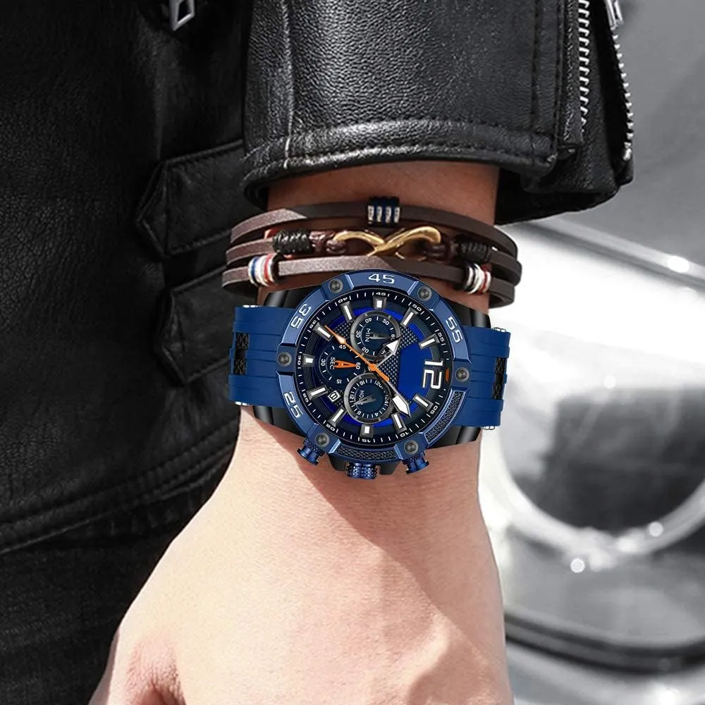 AIMES Watch for Men Sport Military Waterproof Chronograph Mens Watches Analog Quartz Big Face Classic Stylish Fashion Casual Designer Business Work Wrist Watch Elegant Gift for Men
