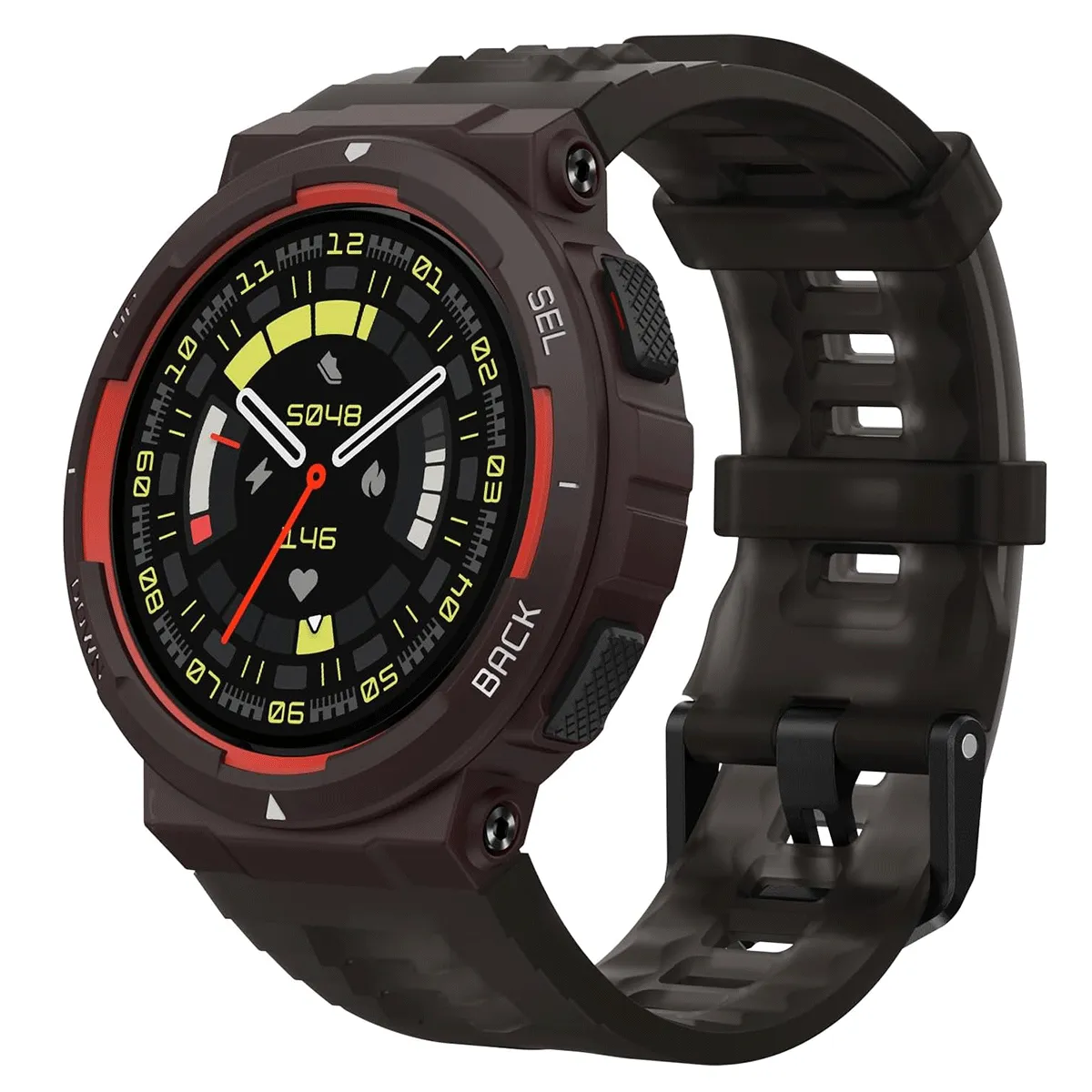 Amazfit Active Edge Smart Watch 46 mm, Rugged Sport & Fitness Watch, GPS, AI Health Coach for Outdoor, Workouts & Exercise, 16 Days Battery, 130  Sports Modes, Android iPhone Compatible, Lava Black
