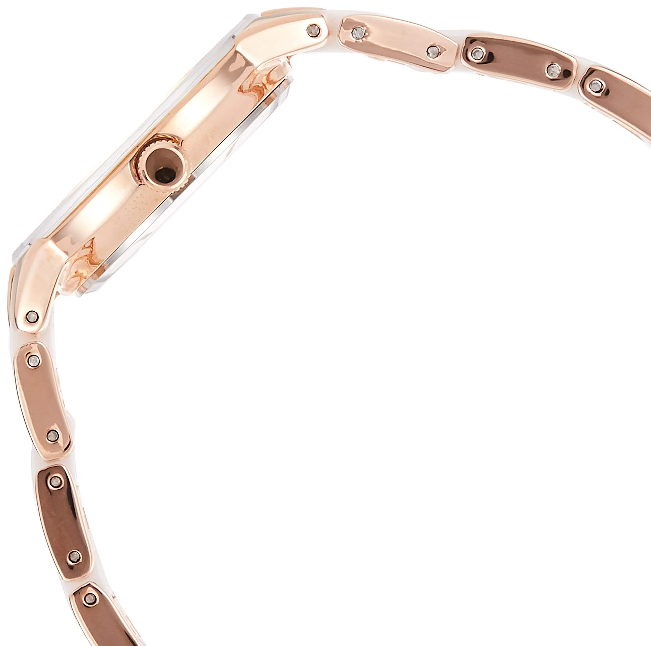 Anne Klein Women's AK/1610WTRG Diamond Dial Rose Gold-Tone and White Ceramic Bracelet Watch
