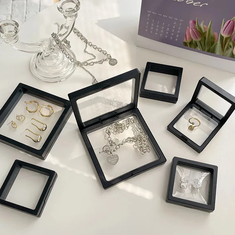 Anyhouz Jewelry Storage 10PCS White Set 3D Floating Display Case Stands Holder Suspension Storage for Pendant Necklace Bracelet Ring Coin Pin Gift Jewelry Box 7x7cm