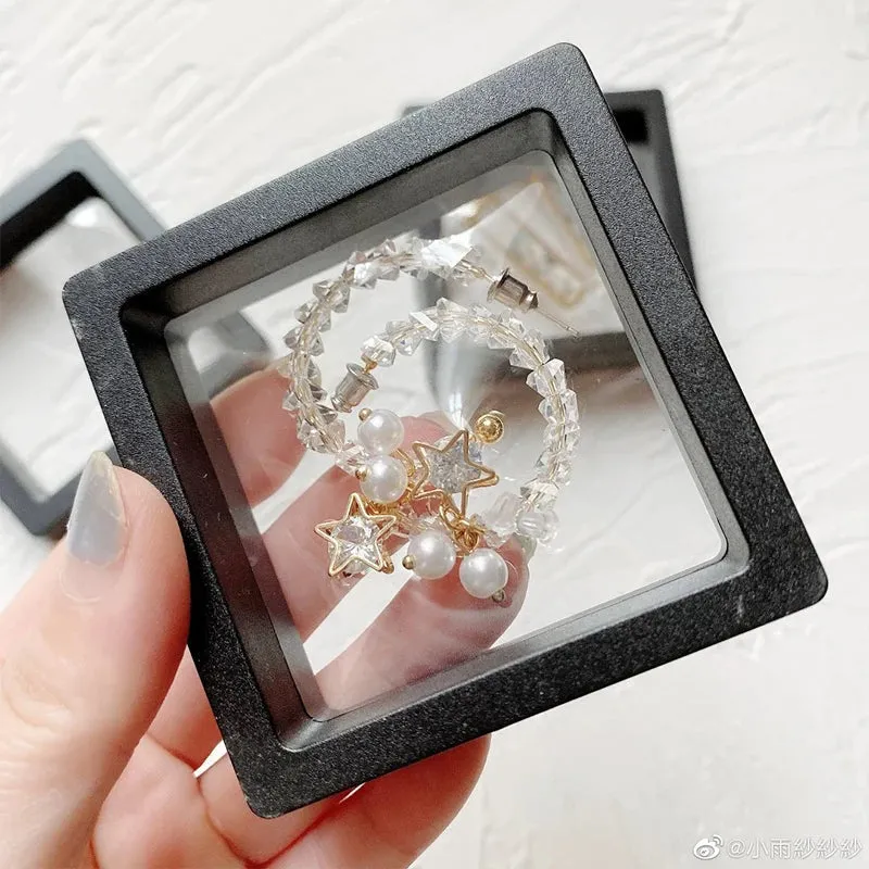 Anyhouz Jewelry Storage 10PCS White Set 3D Floating Display Case Stands Holder Suspension Storage for Pendant Necklace Bracelet Ring Coin Pin Gift Jewelry Box 7x7cm
