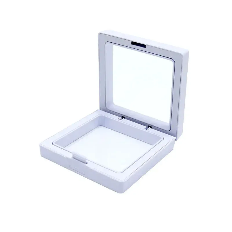 Anyhouz Jewelry Storage 10PCS White Set 3D Floating Display Case Stands Holder Suspension Storage for Pendant Necklace Bracelet Ring Coin Pin Gift Jewelry Box 7x7cm