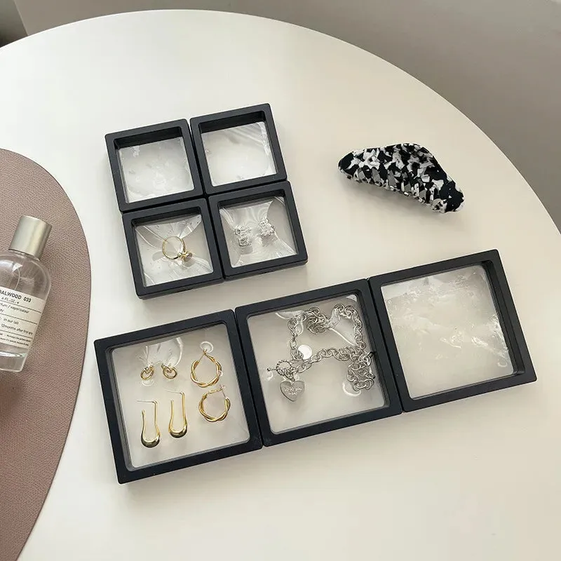 Anyhouz Jewelry Storage 10PCS White Set 3D Floating Display Case Stands Holder Suspension Storage for Pendant Necklace Bracelet Ring Coin Pin Gift Jewelry Box 7x7cm