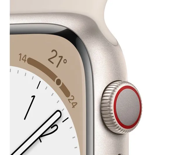 Apple Watch Series 8 GPS, 45mm Starlight Aluminium Case with Starlight Sport Band - Good