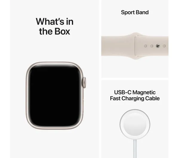 Apple Watch Series 8 GPS, 45mm Starlight Aluminium Case with Starlight Sport Band - Good