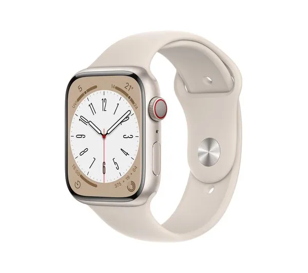 Apple Watch Series 8 GPS, 45mm Starlight Aluminium Case with Starlight Sport Band - Good