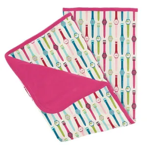 Baby Girls Print Bamboo Stroller Blanket - Natural Watches