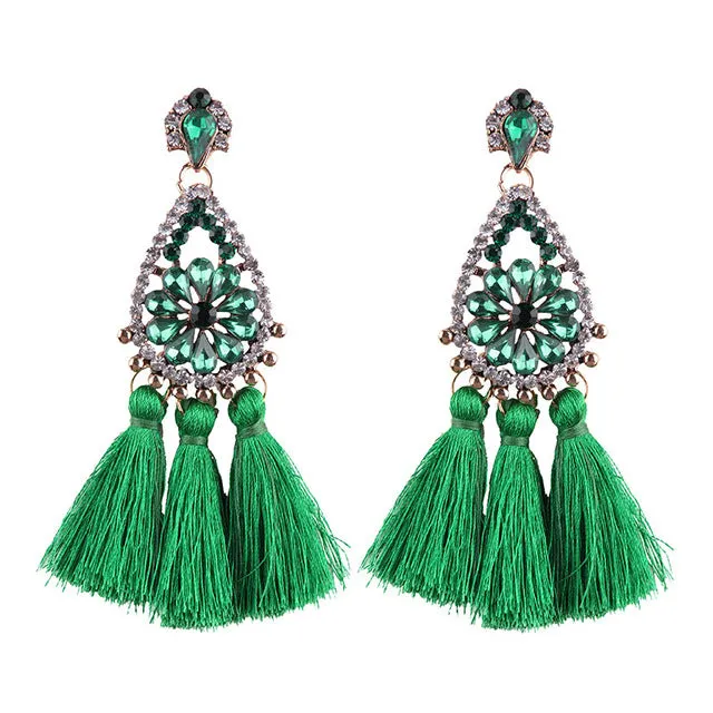 Best lady Fashion Jewelry Tassel Dangle Earrings Cheap Wedding Bohemian Drop Statement Earrings For Women Flowers Charm 5274