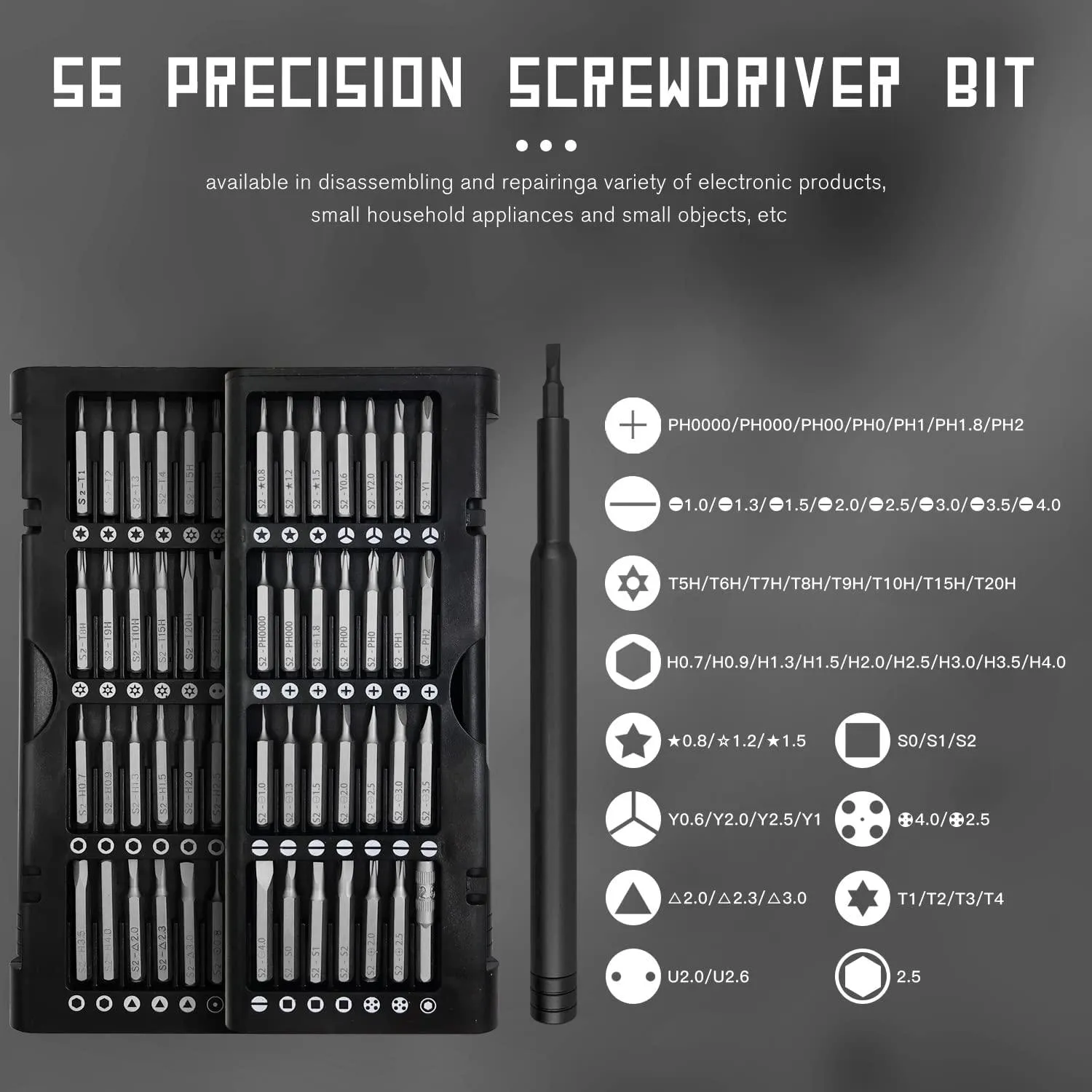 Black, Precision Screwdriver Set for PC, Laptop, Cellphone Camera Eyeglasses Watches Repair, etc