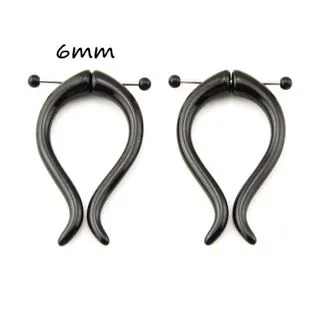 BOG-Pair Black Acrylic Fake Cheater Twist Spiral Ear Taper Gauges Expanders Earring Tunnel Plugs Piercing Body Jewelry