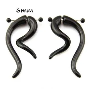 BOG-Pair Black Acrylic Fake Cheater Twist Spiral Ear Taper Gauges Expanders Earring Tunnel Plugs Piercing Body Jewelry