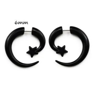 BOG-Pair Black Acrylic Fake Cheater Twist Spiral Ear Taper Gauges Expanders Earring Tunnel Plugs Piercing Body Jewelry