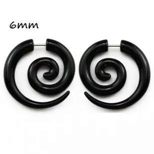 BOG-Pair Black Acrylic Fake Cheater Twist Spiral Ear Taper Gauges Expanders Earring Tunnel Plugs Piercing Body Jewelry