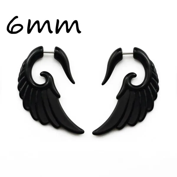 BOG-Pair Black Acrylic Fake Cheater Twist Spiral Ear Taper Gauges Expanders Earring Tunnel Plugs Piercing Body Jewelry