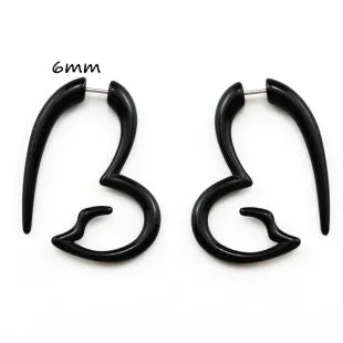 BOG-Pair Black Acrylic Fake Cheater Twist Spiral Ear Taper Gauges Expanders Earring Tunnel Plugs Piercing Body Jewelry