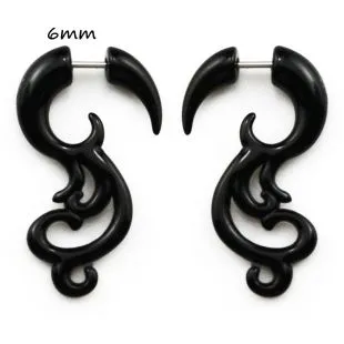 BOG-Pair Black Acrylic Fake Cheater Twist Spiral Ear Taper Gauges Expanders Earring Tunnel Plugs Piercing Body Jewelry