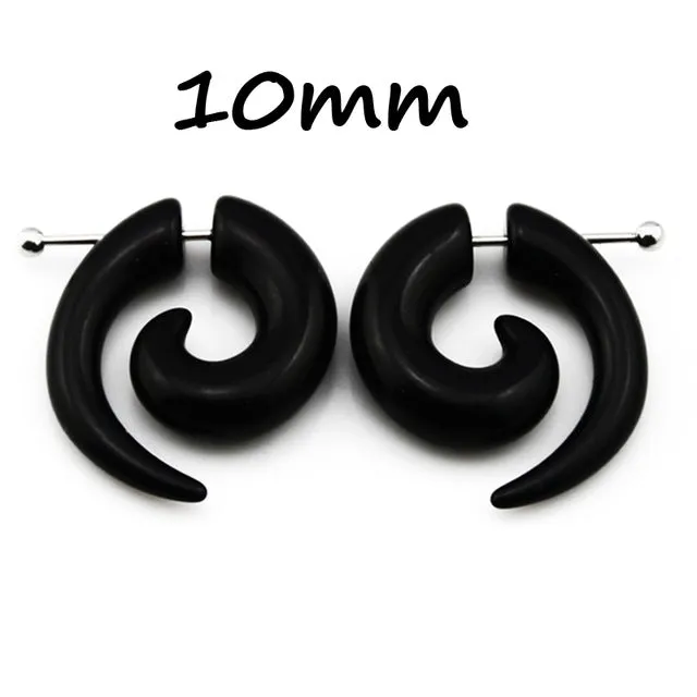 BOG-Pair Black Acrylic Fake Cheater Twist Spiral Ear Taper Gauges Expanders Earring Tunnel Plugs Piercing Body Jewelry