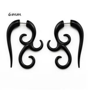 BOG-Pair Black Acrylic Fake Cheater Twist Spiral Ear Taper Gauges Expanders Earring Tunnel Plugs Piercing Body Jewelry