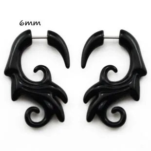 BOG-Pair Black Acrylic Fake Cheater Twist Spiral Ear Taper Gauges Expanders Earring Tunnel Plugs Piercing Body Jewelry