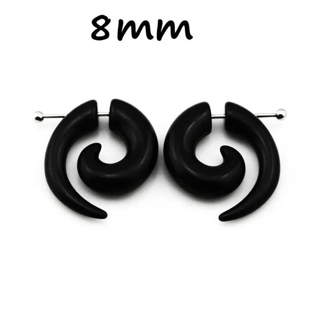 BOG-Pair Black Acrylic Fake Cheater Twist Spiral Ear Taper Gauges Expanders Earring Tunnel Plugs Piercing Body Jewelry