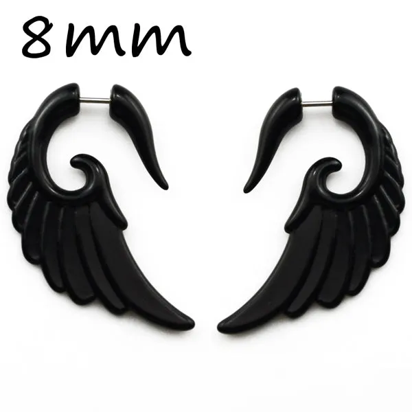 BOG-Pair Black Acrylic Fake Cheater Twist Spiral Ear Taper Gauges Expanders Earring Tunnel Plugs Piercing Body Jewelry