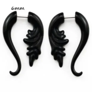 BOG-Pair Black Acrylic Fake Cheater Twist Spiral Ear Taper Gauges Expanders Earring Tunnel Plugs Piercing Body Jewelry