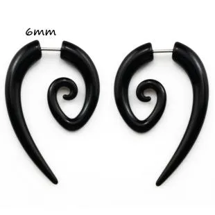 BOG-Pair Black Acrylic Fake Cheater Twist Spiral Ear Taper Gauges Expanders Earring Tunnel Plugs Piercing Body Jewelry