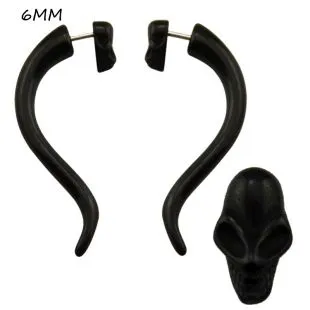 BOG-Pair Black Acrylic Fake Cheater Twist Spiral Ear Taper Gauges Expanders Earring Tunnel Plugs Piercing Body Jewelry