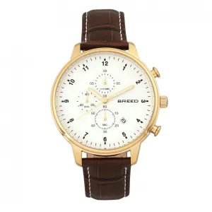Breed Holden Chronograph Leather-Band Watch w/ Date - Gold/Brown