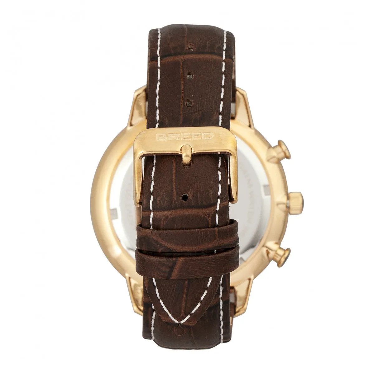Breed Holden Chronograph Leather-Band Watch w/ Date - Gold/Brown