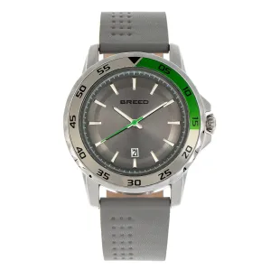 Breed Revolution Leather-Band Watch w/Date - Light Grey