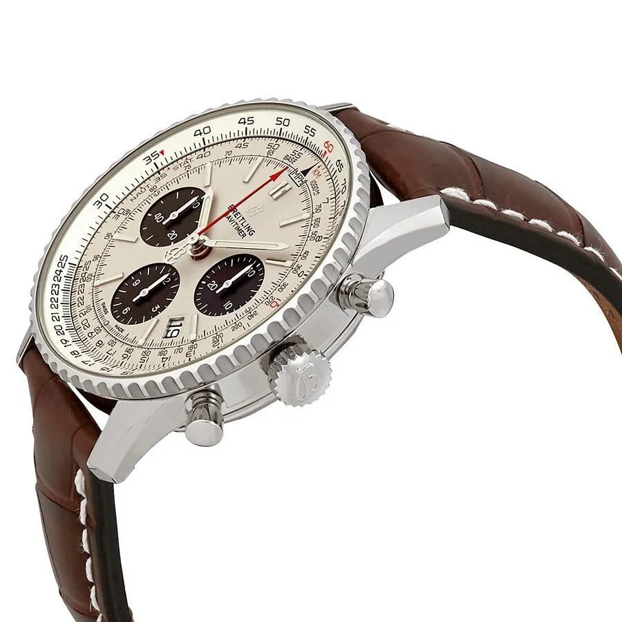 Breitling Navitimer 1 Chronograph Automatic Chronometer Silver Dial Men's Watch AB0121211G1P1