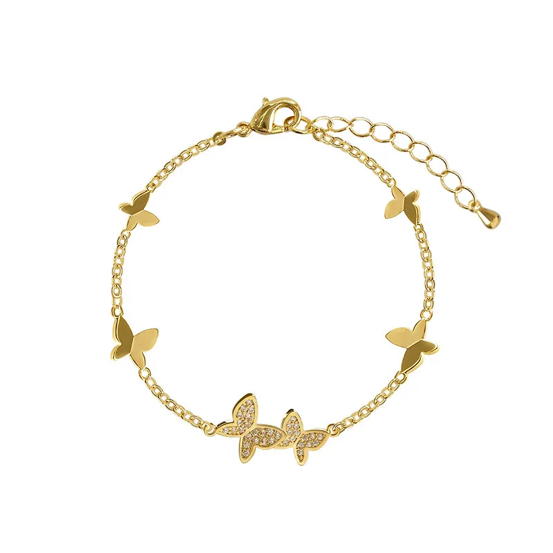 Butterfly Whispers: Luxurious Gold Bracelet with Crystal Accents