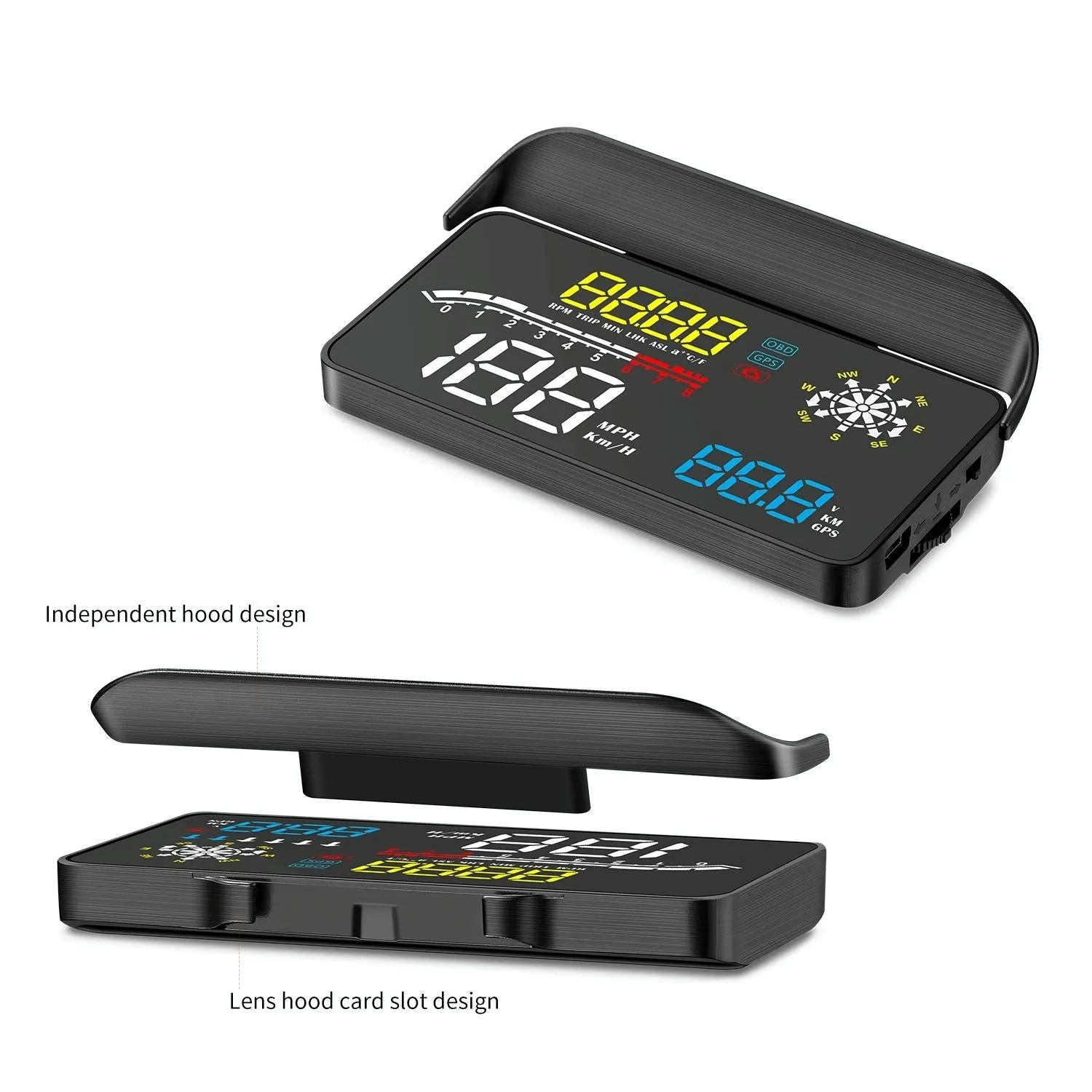 Car Obd2 Hud Head Up Display Gps Speed Meter With Speed Voltage And Water Temp Speed Alarm