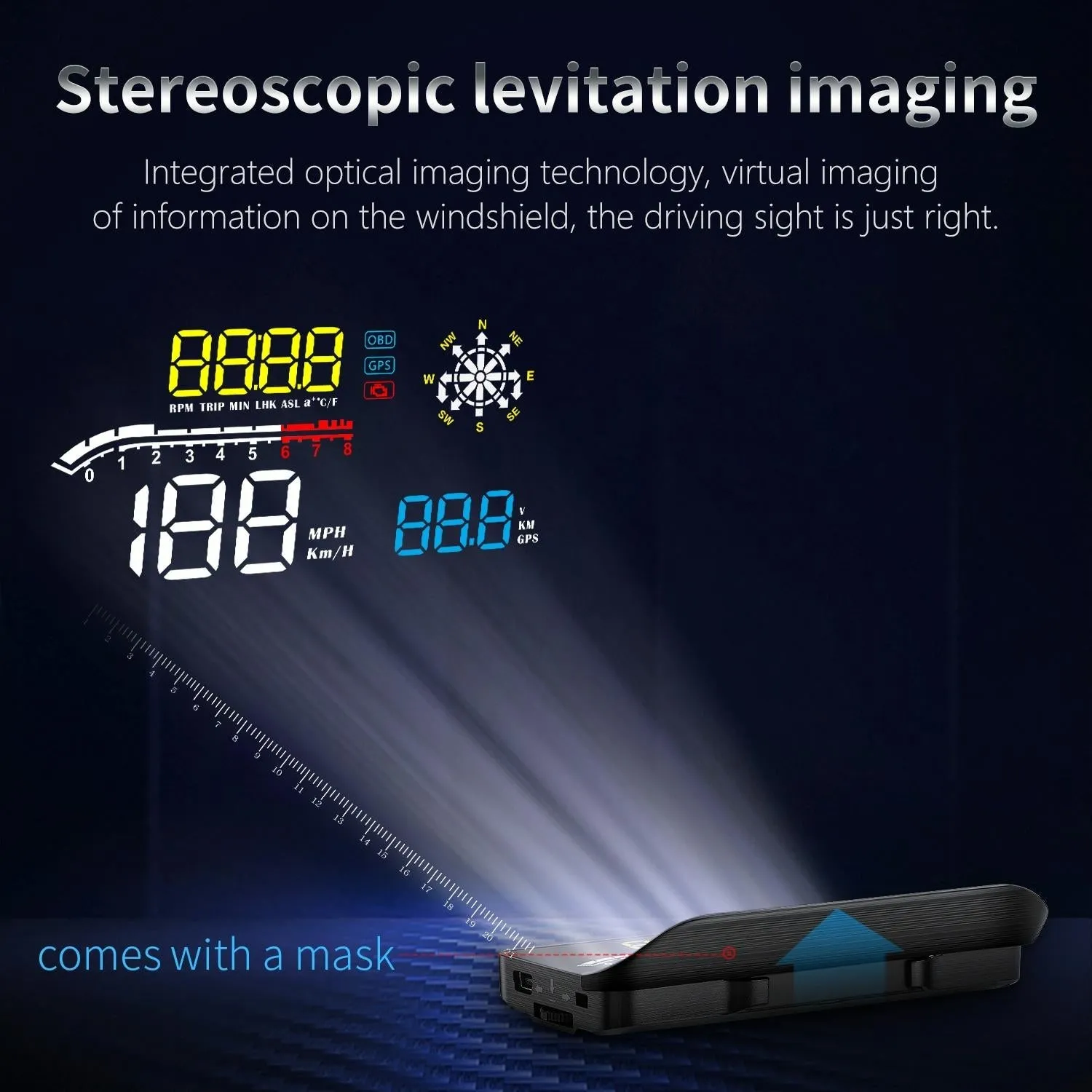 Car Obd2 Hud Head Up Display Gps Speed Meter With Speed Voltage And Water Temp Speed Alarm