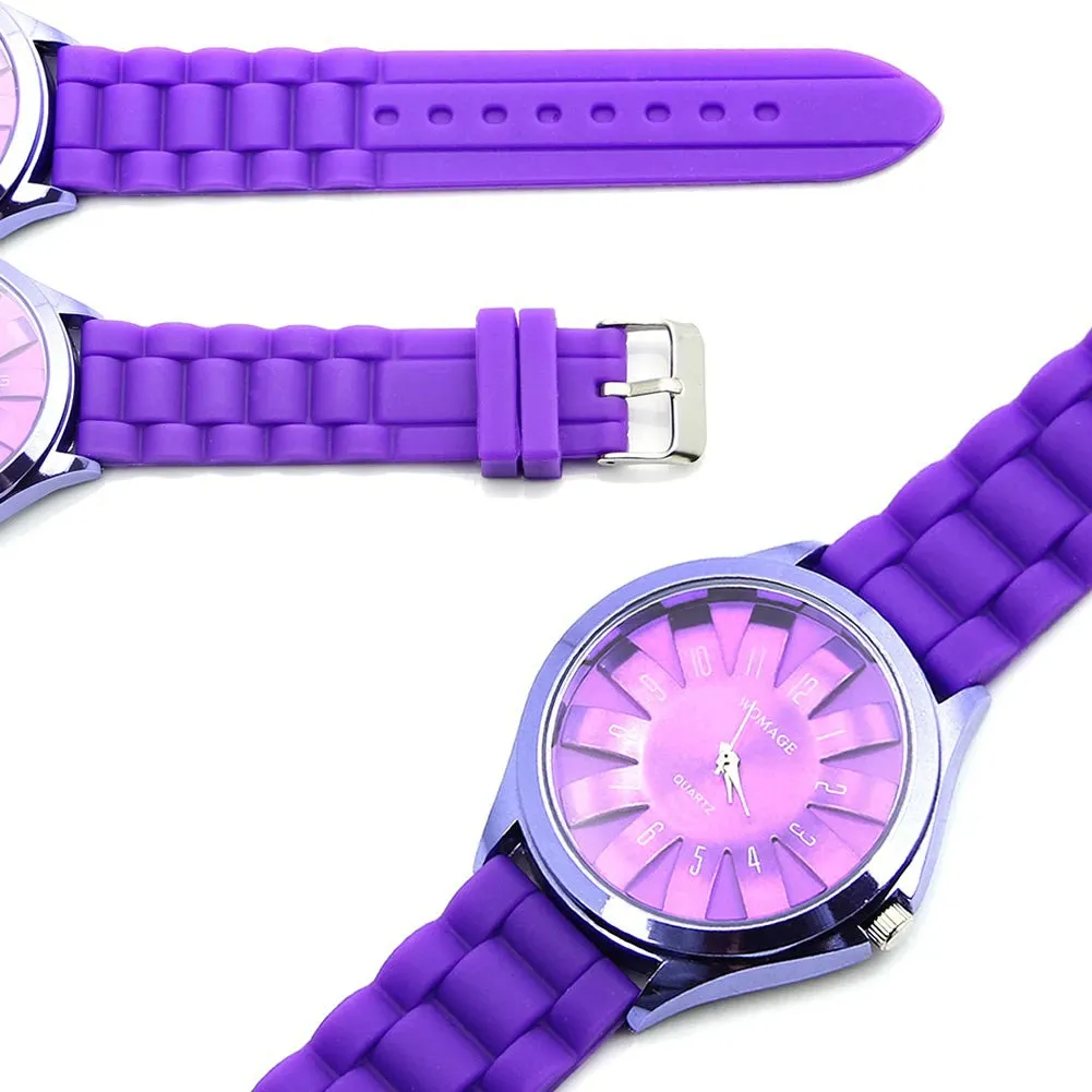 Casual Silicone Clock Jelly Band Flower Dial Sports Watch