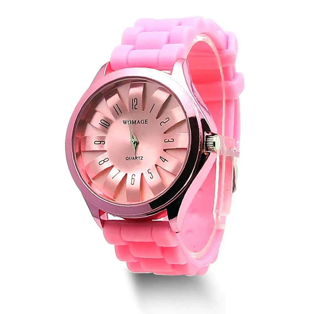 Casual Silicone Clock Jelly Band Flower Dial Sports Watch