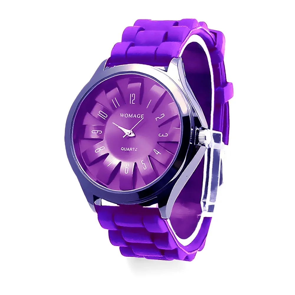 Casual Silicone Clock Jelly Band Flower Dial Sports Watch
