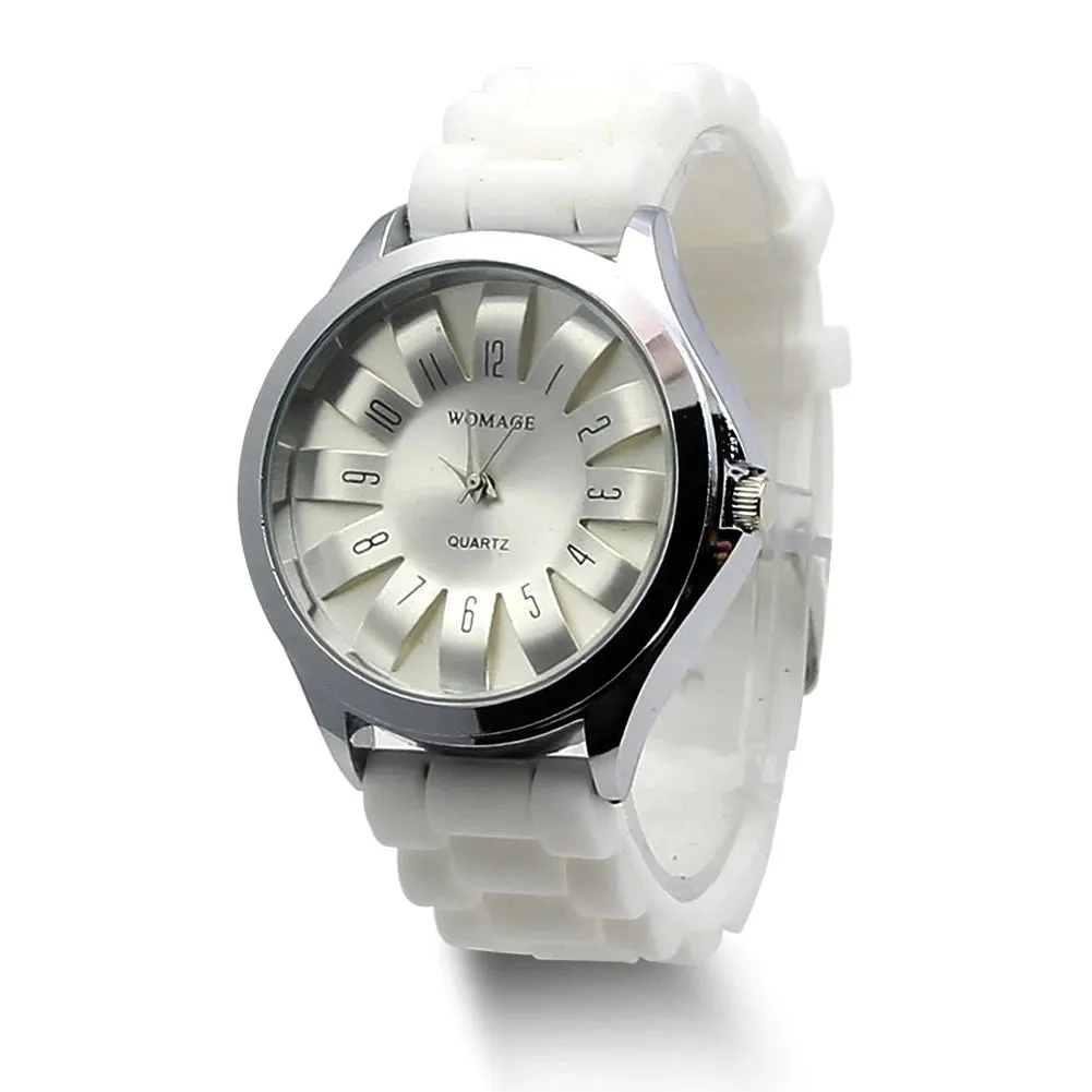 Casual Silicone Clock Jelly Band Flower Dial Sports Watch