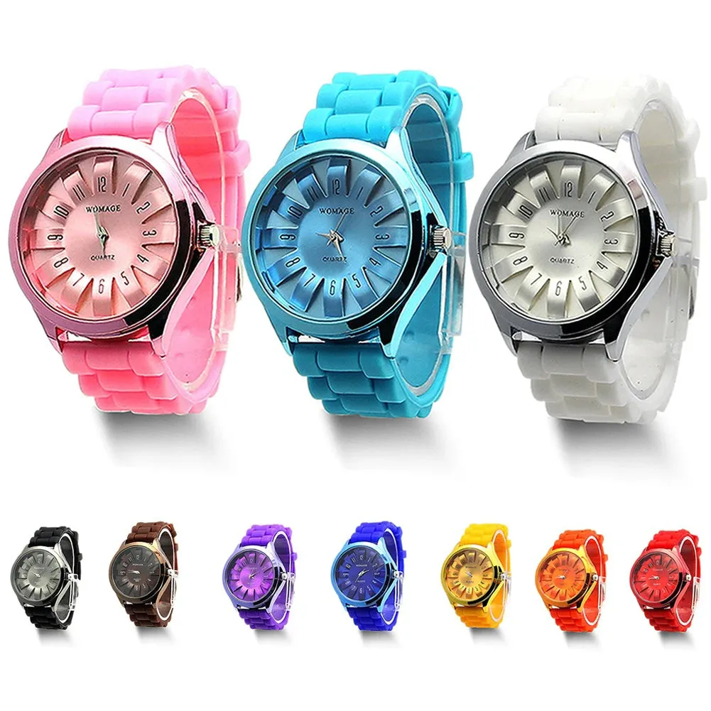Casual Silicone Clock Jelly Band Flower Dial Sports Watch