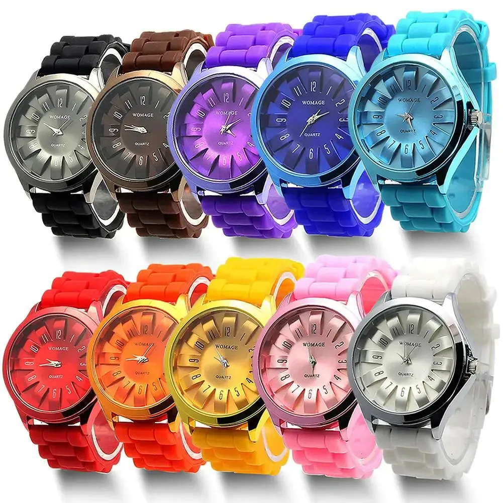 Casual Silicone Clock Jelly Band Flower Dial Sports Watch