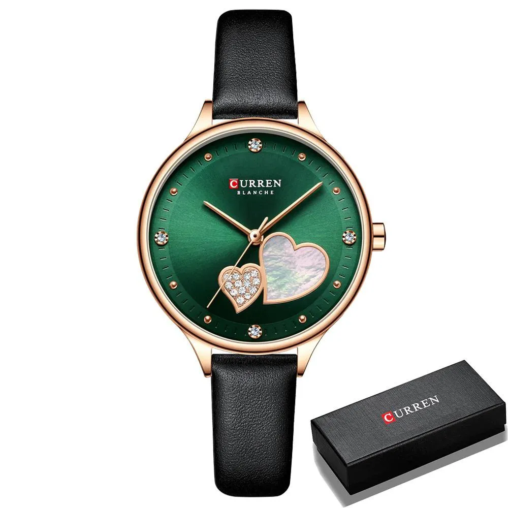 Charming Heart Dial With Rhinestone Quartz Watch